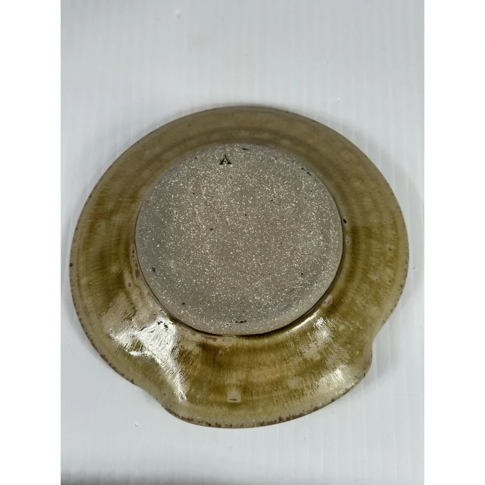 Studio‎ Art Stoneware Pottery Hand Thrown Spoon Rest  Stamped A On Bottom